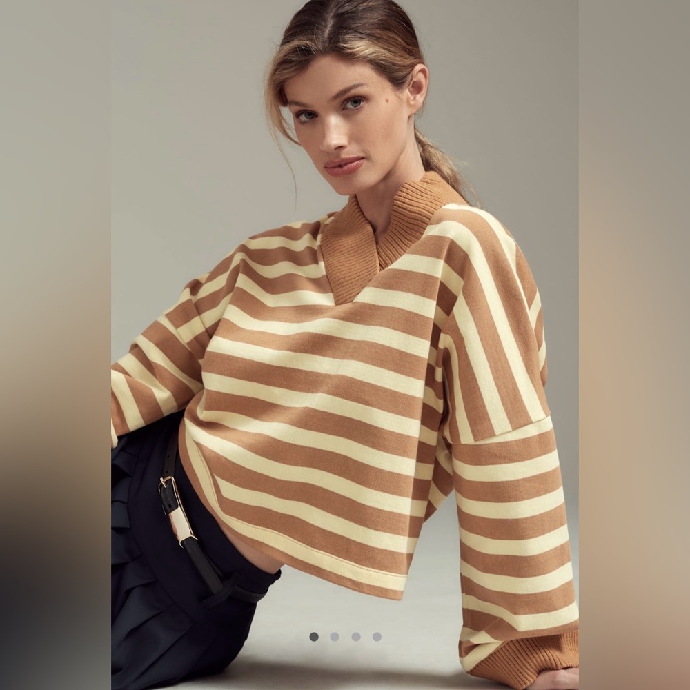 Maeve Cotton Boxy Oversized V-Neck Top